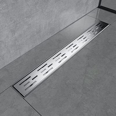 EMKE Ducha de 60 cm de Acero Inoxidable, desagüe de Ducha Plano, sifón con Parada de Olor/colador de Pelo, diseño de Filas Laterales, desagüe de Ducha para baño EMKE Ducha de 60 cm de Acero Inoxidable, desagüe de Ducha Plano, sifón con Parada de Olor/colador de Pelo, diseño de Filas Laterales, desagüe de Ducha para baño