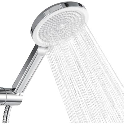 AuraLum Alcachofa de Ducha Antical Cabezal de Ducha Grande 127 mm con Alta Presión 4 Modalità Regolabili con Cambio Fácil y Rápido Fácil Limpieza Acabado Cromado/Blanco AuraLum Alcachofa de Ducha Antical Cabezal de Ducha Grande 127 mm con Alta Presión 4 Modalità Regolabili con Cambio Fácil y Rápido Fácil Limpieza Acabado Cromado/Blanco