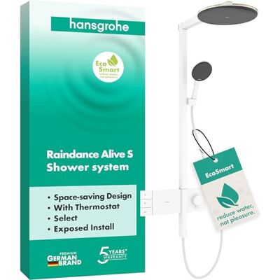 Sistema de Ducha Hansgrohe Raindance Alive S - Termostato, 300mm, Blanco Mate Sistema de Ducha Hansgrohe Raindance Alive S - Termostato, 300mm, Blanco Mate