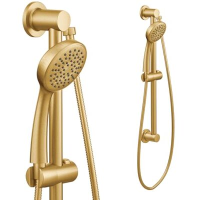 Moen Eco Performance Cabezal de ducha de mano de una sola función, barra deslizante de 24 pulgadas, acabado dorado cepillado Moen Eco Performance Cabezal de ducha de mano de una sola función, barra deslizante de 24 pulgadas, acabado dorado cepillado