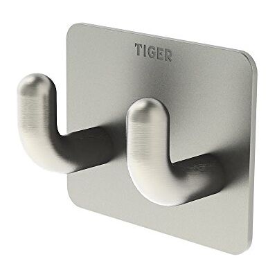 Tiger Gancho Pinky Double para Ropa y Toallas, Fijación Adhesiva, 2.5 x 5 x 4 cm, Acero Inoxidable Cepillado Tiger Gancho Pinky Double para Ropa y Toallas, Fijación Adhesiva, 2.5 x 5 x 4 cm, Acero Inoxidable Cepillado