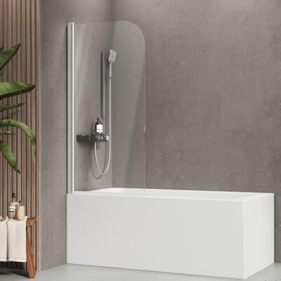 EMKE Mampara de ducha plegable para bañera, 70 x 140 cm, cristal de seguridad templado de 6 mm, ahorro de espacio, accesorio de ducha fácil de limpiar y montar, pared plegable EMKE Mampara de ducha plegable para bañera, 70 x 140 cm, cristal de seguridad templado de 6 mm, ahorro de espacio, accesorio de ducha fácil de limpiar y montar, pared plegable