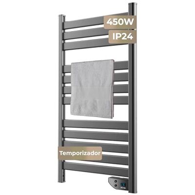 EVVO Toallero Eléctrico C500 Acero, 450W, hasta 8 m2, Bajo Consumo, Silencioso, Seguridad Sobrecalentamiento, Incluye Kit de Instalación, Antisalpicaduras, Temporizador 2 Horas (Acero) EVVO Toallero Eléctrico C500 Acero, 450W, hasta 8 m2, Bajo Consumo, Silencioso, Seguridad Sobrecalentamiento, Incluye Kit de Instalación, Antisalpicaduras, Temporizador 2 Horas (Acero)