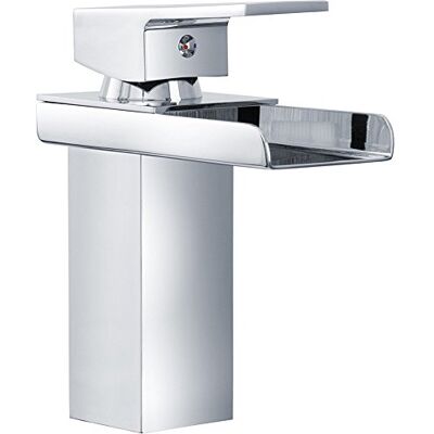 BAKAJI Grifo Lavabo Lavabo baño con Chorro de Cascada Mezclador Monomando de latón Cromado y Boquilla de aleación de Zinc Tamaño 135 x 200 mm BAKAJI Grifo Lavabo Lavabo baño con Chorro de Cascada Mezclador Monomando de latón Cromado y Boquilla de aleación de Zinc Tamaño 135 x 200 mm