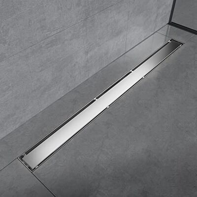 EMKE Canaleta de ducha de 90 cm, acero inoxidable, sifón con parada de olor, colador de pelo, 2 – 1, diseño de filas laterales, desagüe de ducha, desagüe de ducha para baño EMKE Canaleta de ducha de 90 cm, acero inoxidable, sifón con parada de olor, colador de pelo, 2 – 1, diseño de filas laterales, desagüe de ducha, desagüe de ducha para baño