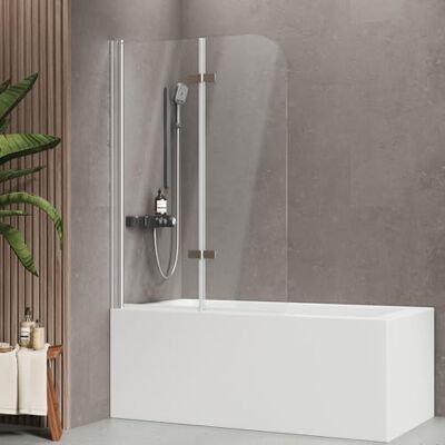 EMKE Mampara de ducha plegable para bañera, 100 x 140 cm, 2 piezas, cristal Giratorio 180°, elevación, fácil de limpiar, marco de aluminio, accesorio para bañera, mampara de ducha, ahorra espacio EMKE Mampara de ducha plegable para bañera, 100 x 140 cm, 2 piezas, cristal Giratorio 180°, elevación, fácil de limpiar, marco de aluminio, accesorio para bañera, mampara de ducha, ahorra espacio