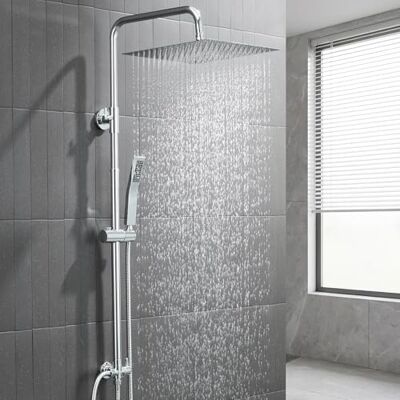 AuraLum Columna Ducha sin Grifo, Set de Ducha con Cabezal de Ducha Lluvia 30×30 cm Cuadrado Acero Inoxidable, Alcachofa, Barra de Ducha Altura Regulable 68-108cm,válvula desviadora de Latón,Cromo AuraLum Columna Ducha sin Grifo, Set de Ducha con Cabezal de Ducha Lluvia 30×30 cm Cuadrado Acero Inoxidable, Alcachofa, Barra de Ducha Altura Regulable 68-108cm,válvula desviadora de Latón,Cromo