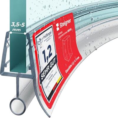 STEIGNER Junta mampara ducha curvada UK18 60 cm (1 ud.) transparente Junta vertical para ducha semicircular o cuarto de círculo con puerta 3,5-5 mm Material flexible, Ajuste perfecto, Impermeable STEIGNER Junta mampara ducha curvada UK18 60 cm (1 ud.) transparente Junta vertical para ducha semicircular o cuarto de círculo con puerta 3,5-5 mm Material flexible, Ajuste perfecto, Impermeable