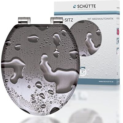 Schütte Asiento de inodoro con núcleo de madera gris con descenso automático, apto para muchos inodoros habituales, carga máxima de las gafas 150 kg, diseño en gafas y tapa Schütte Asiento de inodoro con núcleo de madera gris con descenso automático, apto para muchos inodoros habituales, carga máxima de las gafas 150 kg, diseño en gafas y tapa