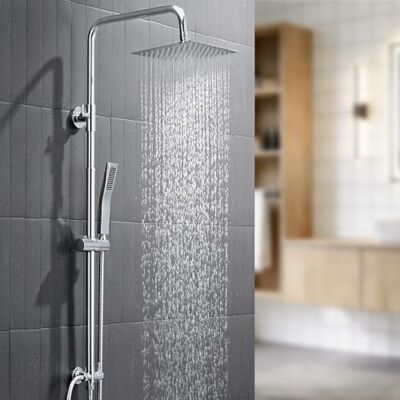 AuraLum Columna Ducha sin Grifo, Set de Ducha con Cabezal de Ducha Lluvia 20×20 cm Cuadrado Acero Inoxidable, Alcachofa, Barra de Ducha Altura Regulable 68-108cm, válvula desviadora de Latón, Cromo AuraLum Columna Ducha sin Grifo, Set de Ducha con Cabezal de Ducha Lluvia 20×20 cm Cuadrado Acero Inoxidable, Alcachofa, Barra de Ducha Altura Regulable 68-108cm, válvula desviadora de Latón, Cromo