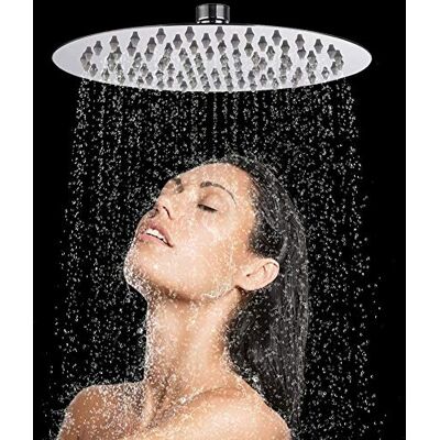 BAKAJI Alcachofa de Ducha de baño Cascada Redonda de Acero Inoxidable Ultra Fina con boquillas de Silicona de 5 mm, Plateado, 20 x 20 cm, Multicolor, única BAKAJI Alcachofa de Ducha de baño Cascada Redonda de Acero Inoxidable Ultra Fina con boquillas de Silicona de 5 mm, Plateado, 20 x 20 cm, Multicolor, única