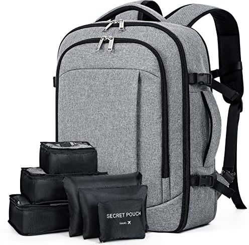 Lekespring Mochila Cabina Avion 40x20x25 (20L)   Unisex con Compartimento Húmedo - Maletas con 6 Bolsas Organizadoras - Negocios Viajes Escuela - Gris