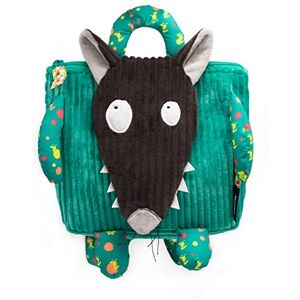 Les Déglingos Mochila unisex infantil de terciopelo, color verde, verde, Einheitsgröße Les Déglingos Mochila unisex infantil de terciopelo, color verde, verde, Einheitsgröße