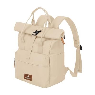 travelite Mochila de equipaje de mano, mochila para ordenador portátil de 14 pulgadas, Basic Short Handle Rollup, mochila de viaje, función Rolltop, Off-Blanco travelite Mochila de equipaje de mano, mochila para ordenador portátil de 14 pulgadas, Basic Short Handle Rollup, mochila de viaje, función Rolltop, Off-Blanco