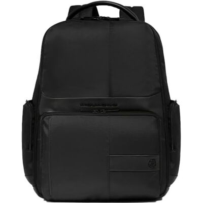 Piquadro – Mochila para portátil Fast-Check de 15,6" para hombre en Cuero y tela – Negro Piquadro – Mochila para portátil Fast-Check de 15,6" para hombre en Cuero y tela – Negro