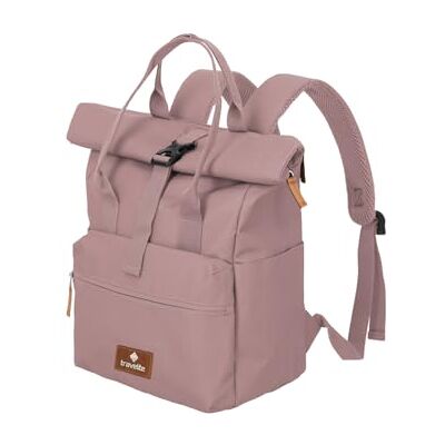 travelite Mochila de equipaje de mano, mochila para ordenador portátil de 14 pulgadas, Basic Short Handle Rollup, mochila de viaje, función Rolltop, Smoky Rose travelite Mochila de equipaje de mano, mochila para ordenador portátil de 14 pulgadas, Basic Short Handle Rollup, mochila de viaje, función Rolltop, Smoky Rose