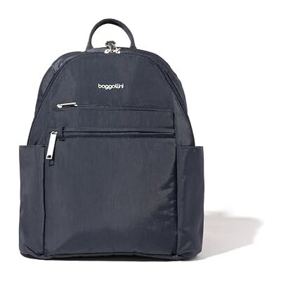 Baggallini Securtex® Mochila antirrobo de viaje para vacaciones de 25,4 x 33 cm, de nailon resistente a las roturas con cremalleras con bloqueo y protección RFID, Azul marino francés, Talla única Baggallini Securtex® Mochila antirrobo de viaje para vacaciones de 25,4 x 33 cm, de nailon resistente a las roturas con cremalleras con bloqueo y protección RFID, Azul marino francés, Talla única
