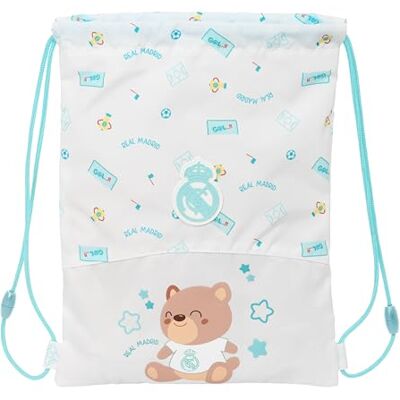 Safta REAL MADRID PREESCOLAR BLANCA Mochila Saco Plano Junior, Mochila, Ideal para Niños de Diferentes Edades, Cómoda y Versátil, Calidad y Resistencia, 26x34 cm Safta REAL MADRID PREESCOLAR BLANCA Mochila Saco Plano Junior, Mochila, Ideal para Niños de Diferentes Edades, Cómoda y Versátil, Calidad y Resistencia, 26x34 cm