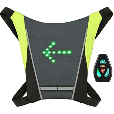 Aomiun Paquete de Bicicleta con señal de Giro LED Mochila LED con indicador de dirección, Bolsa de luz de Seguridad, Chaleco Deportivo para Ciclismo, Correr, Caminar, Trotar Aomiun Paquete de Bicicleta con señal de Giro LED Mochila LED con indicador de dirección, Bolsa de luz de Seguridad, Chaleco Deportivo para Ciclismo, Correr, Caminar, Trotar