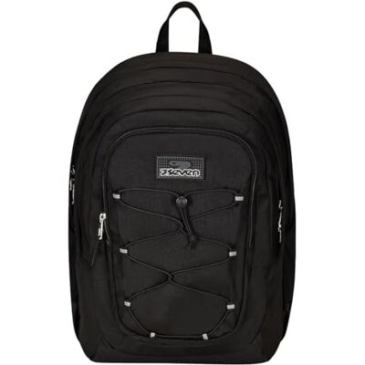 Seven Mochila doble compartimento Imovepack, color negro, con bolsillo para botella, escuela y viaje, medianos y superiores, niños y adolescentes, Negro, Talla única, Escolar Seven Mochila doble compartimento Imovepack, color negro, con bolsillo para botella, escuela y viaje, medianos y superiores, niños y adolescentes, Negro, Talla única, Escolar