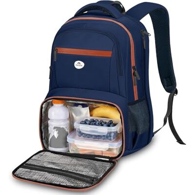 MATEIN Mochila Portatil 17 Pulgadas, Mochila Hombre Trabajo Impermeable Compartimento Termico para Almuerzo, Mochila Trabajo con Diseño TSA, Mochila Termica para Oficina y Viaje, Azul-Naranja MATEIN Mochila Portatil 17 Pulgadas, Mochila Hombre Trabajo Impermeable Compartimento Termico para Almuerzo, Mochila Trabajo con Diseño TSA, Mochila Termica para Oficina y Viaje, Azul-Naranja