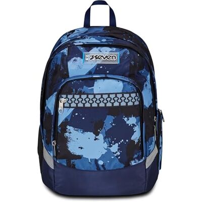 Seven Mochila Escolar Advanced Plus, Azul, Inky Shadow, Doble Compartimento con Correa, Bolsillo Frontal con Organizador, Bolsillo Lateral de Malla Porta Botella, Mochila Escolar Media y Superior Seven Mochila Escolar Advanced Plus, Azul, Inky Shadow, Doble Compartimento con Correa, Bolsillo Frontal con Organizador, Bolsillo Lateral de Malla Porta Botella, Mochila Escolar Media y Superior