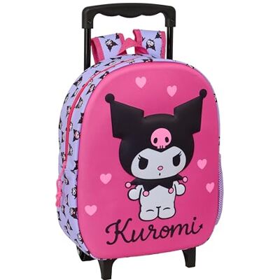 Safta KUROMI Mochila Infantil 3D con Ruedas, Ideal para Niños de Diferentes Edades, Cómoda y Versátil, Calidad y Resistencia, 27x10x33 cm Safta KUROMI Mochila Infantil 3D con Ruedas, Ideal para Niños de Diferentes Edades, Cómoda y Versátil, Calidad y Resistencia, 27x10x33 cm