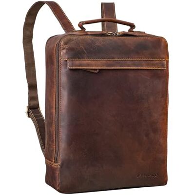 STILORD Mochila Cuero para Hombre y Mujer Mediana Mochila para Portátil 13-14 Pulgadas Daypack para Estudiantes Backpack Trabajo Mochila Urbana Piel Auténtica Color:Cognac marrón Oscuro STILORD Mochila Cuero para Hombre y Mujer Mediana Mochila para Portátil 13-14 Pulgadas Daypack para Estudiantes Backpack Trabajo Mochila Urbana Piel Auténtica Color:Cognac marrón Oscuro