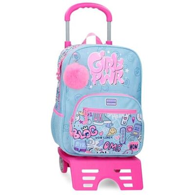 MOVOM Power Girl Mochila Escolar, Azul, 30x38x12 cms MOVOM Power Girl Mochila Escolar, Azul, 30x38x12 cms