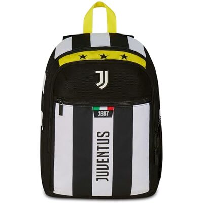 Seven Juventus Mochila doble compartimento, blanco y negro, bolsillo frontal con cremallera y bolsillo para botella, niño, escuela primaria, fútbol, Negro, Talla única, Casual Seven Juventus Mochila doble compartimento, blanco y negro, bolsillo frontal con cremallera y bolsillo para botella, niño, escuela primaria, fútbol, Negro, Talla única, Casual