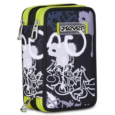 Seven Estuche Escolar con 3 Cremalleras, Gris, portalápices Triple Compartimento Completo con bolígrafos, lápices, Colores, Accesorios de Mochila, Escuela Primaria, niño Seven Estuche Escolar con 3 Cremalleras, Gris, portalápices Triple Compartimento Completo con bolígrafos, lápices, Colores, Accesorios de Mochila, Escuela Primaria, niño