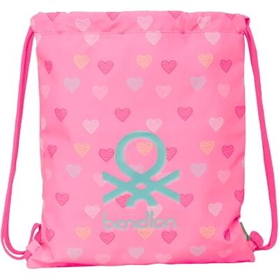 Safta BENETTON HEART Mochila Saco Plano Grande, Mochila, Ideal para Niños de Diferentes Edades, Cómoda y Versátil, Calidad y Resistencia, 35x40 cm Safta BENETTON HEART Mochila Saco Plano Grande, Mochila, Ideal para Niños de Diferentes Edades, Cómoda y Versátil, Calidad y Resistencia, 35x40 cm