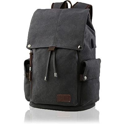 Barsine Mochila de lona gruesa para escuela, viajes, senderismo, con compartimento para portátil de 15 pulgadas, mochila casual, Negro -, L, Mochilas Barsine Mochila de lona gruesa para escuela, viajes, senderismo, con compartimento para portátil de 15 pulgadas, mochila casual, Negro -, L, Mochilas