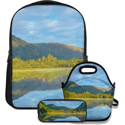 Comap Juego de mochila escolar, The Lower Lake in Glendalough, condado de Wicklow, Irlanda, con bolsa de almuerzo y estuche para lápices, para niñas, niños y adolescentes, bonita mochila escolar impermeable Comap Juego de mochila escolar, The Lower Lake in Glendalough, condado de Wicklow, Irlanda, con bolsa de almuerzo y estuche para lápices, para niñas, niños y adolescentes, bonita mochila escolar impermeable