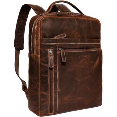STILORD Mochila Portatil 15.6 Pulgadas Cuero Mochila Trabajo Hombre y Mujer Mochila Urbana Viaje Escolar Unisex Laptop Backpack Piel Autentico Color:luino marrón STILORD Mochila Portatil 15.6 Pulgadas Cuero Mochila Trabajo Hombre y Mujer Mochila Urbana Viaje Escolar Unisex Laptop Backpack Piel Autentico Color:luino marrón