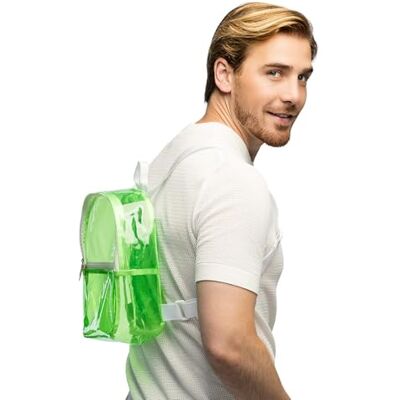 Boland Mochila transparente neón con tirantes ajustables, 2 compartimentos con cremallera, bolso para festivales, disfraces y fiestas temáticas Boland Mochila transparente neón con tirantes ajustables, 2 compartimentos con cremallera, bolso para festivales, disfraces y fiestas temáticas