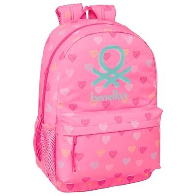 Safta BENETTON HEART Mochila Escolar Infantil, Ideal para Niños de Diferentes Edades, Cómoda y Versátil, Calidad y Resistencia, 30x14x46 cm Safta BENETTON HEART Mochila Escolar Infantil, Ideal para Niños de Diferentes Edades, Cómoda y Versátil, Calidad y Resistencia, 30x14x46 cm