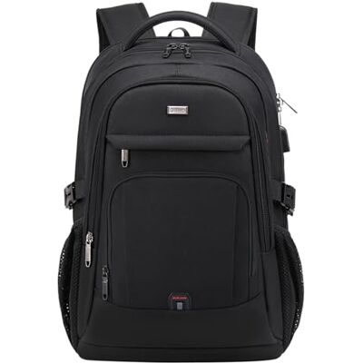 DUSLANG Mochila para laptop de 17 pulgadas para viajes, resistente al agua, mochila universitaria para hombres, bolsa para laptop con puerto de carga USB, Negro C, 17Inch, Mochila DUSLANG Mochila para laptop de 17 pulgadas para viajes, resistente al agua, mochila universitaria para hombres, bolsa para laptop con puerto de carga USB, Negro C, 17Inch, Mochila