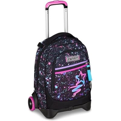 Seven Trolley escolar New Tech, negro, 3 en 1, triple uso, mochila con carro desmontable y sistema cruzado, viaje, niña, Negro, Talla única, Moderno Seven Trolley escolar New Tech, negro, 3 en 1, triple uso, mochila con carro desmontable y sistema cruzado, viaje, niña, Negro, Talla única, Moderno