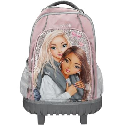 Depesche TOPModel My BFF Mochila Escolar Trolley en Rosa y Gris, con Motivo de Modelo y Purpurina, Mochila Escolar con asa telescópica y Ruedas Depesche TOPModel My BFF Mochila Escolar Trolley en Rosa y Gris, con Motivo de Modelo y Purpurina, Mochila Escolar con asa telescópica y Ruedas