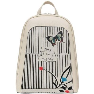 DOGO Femme Cuir Vegan Crème Fait Main et Mode Sac à dos Tiny but Mighty Motif DOGO Femme Cuir Vegan Crème Fait Main et Mode Sac à dos Tiny but Mighty Motif