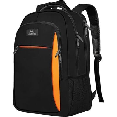 MATEIN Mochila Portatil 15.6 Impermeable, Mochila Ordenador Portatil Mochila Laptop de Gran Capacidad, Mochila Antirrobo Mujer y Hombre, Laptop Backpack para Viaje, Universidad, Negro-Naranja MATEIN Mochila Portatil 15.6 Impermeable, Mochila Ordenador Portatil Mochila Laptop de Gran Capacidad, Mochila Antirrobo Mujer y Hombre, Laptop Backpack para Viaje, Universidad, Negro-Naranja