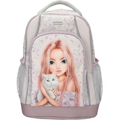 Depesche 13959 TOPModel Blooming Kitty: mochila escolar en color lila, con motivo de gato modelo y estampado floral, mochila escolar con correas ajustables Depesche 13959 TOPModel Blooming Kitty: mochila escolar en color lila, con motivo de gato modelo y estampado floral, mochila escolar con correas ajustables