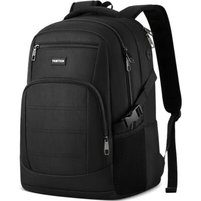 YAMTION Mochila negra para hombres y mujeres, mochila para laptop con puerto de carga USB, mochila escolar para niños y niñas, mochila ligera para libros, mochila de trabajo para portátiles de 17.3 YAMTION Mochila negra para hombres y mujeres, mochila para laptop con puerto de carga USB, mochila escolar para niños y niñas, mochila ligera para libros, mochila de trabajo para portátiles de 17.3