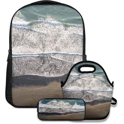 Nongmei Juego de Mochila Escolar, la Playa de Arena Negra en Islandia, con Bolsa de Almuerzo y Estuche para lápices, para niñas, niños y Adolescentes, Bonita Mochila Escolar Impermeable Nongmei Juego de Mochila Escolar, la Playa de Arena Negra en Islandia, con Bolsa de Almuerzo y Estuche para lápices, para niñas, niños y Adolescentes, Bonita Mochila Escolar Impermeable