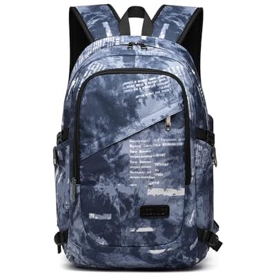 Kono Mochila para Portátil de 15,6 Pulgadas, Antirrobo e Impermeable con Puerto de Carga USB, Ligera para Hombre, Viaje, Trabajo, Universidad y Escuela (Azul Nublado) Kono Mochila para Portátil de 15,6 Pulgadas, Antirrobo e Impermeable con Puerto de Carga USB, Ligera para Hombre, Viaje, Trabajo, Universidad y Escuela (Azul Nublado)