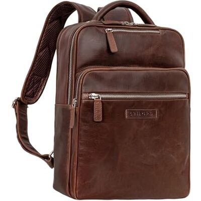 STILORD " Mochila Cuero Mujer Premium Compartimento Ordenador Portátil 14 Pulgadas Moderna Backpack de Cuero Auténtico de Tamaño Mediano para Trabajo y Ocio Color:sonora coñac STILORD " Mochila Cuero Mujer Premium Compartimento Ordenador Portátil 14 Pulgadas Moderna Backpack de Cuero Auténtico de Tamaño Mediano para Trabajo y Ocio Color:sonora coñac