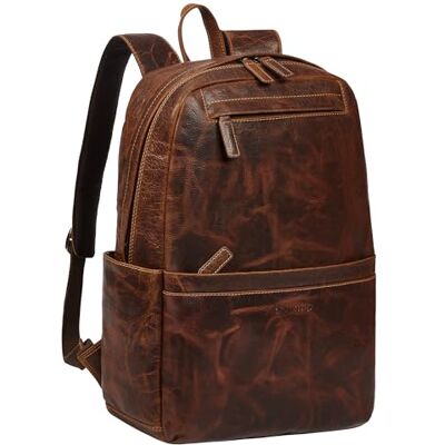 STILORD Mochila Grande de Piel XL Mochila de Negocios Vintage Mochila para Portátil de 15,6 Pulgadas para Viajar con Soporte para Trolley Color:luino marrón STILORD Mochila Grande de Piel XL Mochila de Negocios Vintage Mochila para Portátil de 15,6 Pulgadas para Viajar con Soporte para Trolley Color:luino marrón