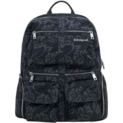 Desigual mochila de ocio Chester Whiskey Embroidery Denim Big Backpack Black gris oscuro Desigual mochila de ocio Chester Whiskey Embroidery Denim Big Backpack Black gris oscuro