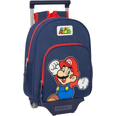 Safta SUPER MARIO WORLD Mochila Infantil con Carro 705, Ideal para Niños de Diferentes Edades, Cómoda y Versátil, Calidad y Resistencia, 28x10x34 cm, Color Azul marino Safta SUPER MARIO WORLD Mochila Infantil con Carro 705, Ideal para Niños de Diferentes Edades, Cómoda y Versátil, Calidad y Resistencia, 28x10x34 cm, Color Azul marino